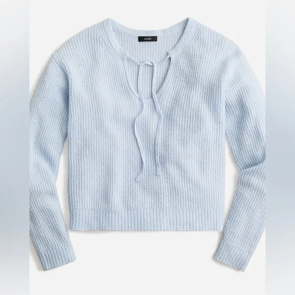 NEW / J.Crew Cashmere-blend bouclé tie-front beach sweater - Picture 1 of 7